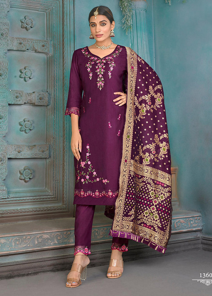 3 Pc Multicolor Readymade Viscose Suit Set - Indian Silk House Agencies