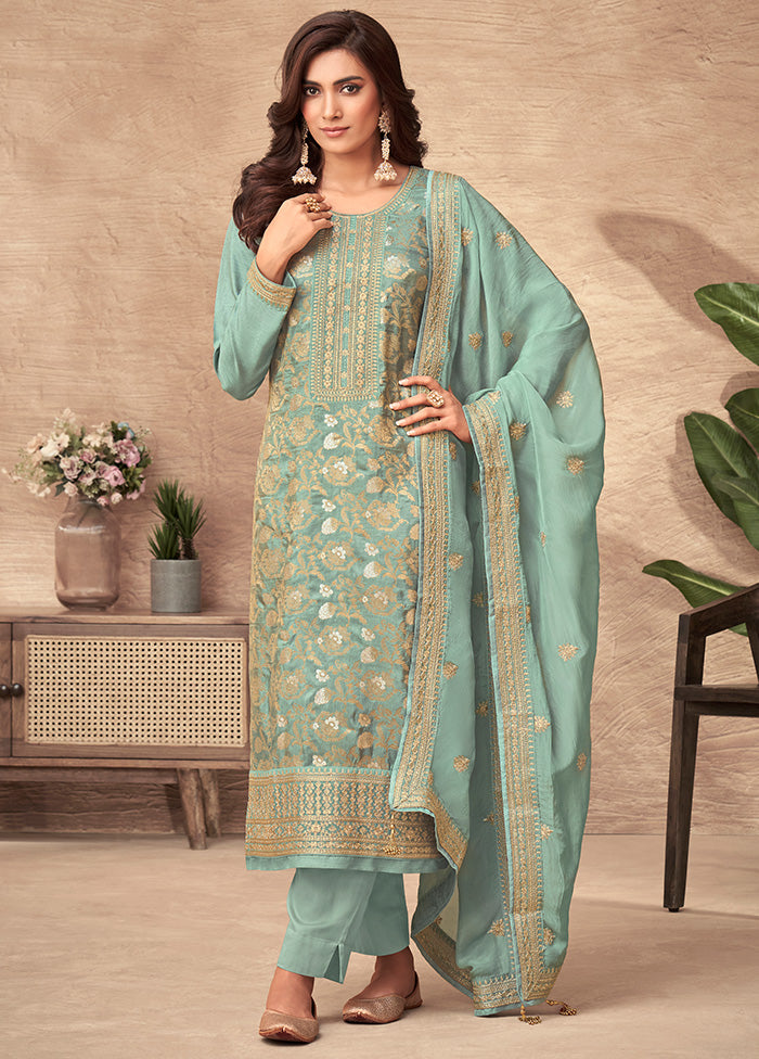 3 Pc Multicolor Silk Suit Set - Indian Silk House Agencies