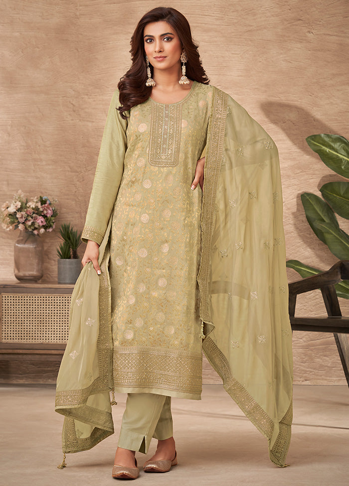 3 Pc Multicolor Silk Suit Set - Indian Silk House Agencies