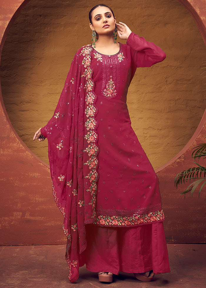 3 Pc Multicolor Georgette Suit Set - Indian Silk House Agencies