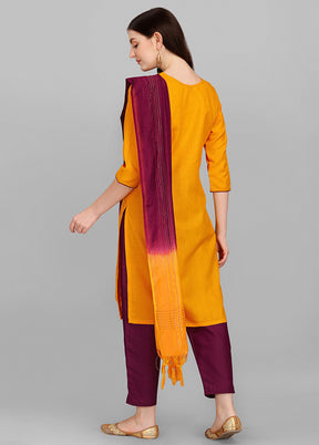 3 Pc Yellow Readymade Cotton Suit Set - Indian Silk House Agencies