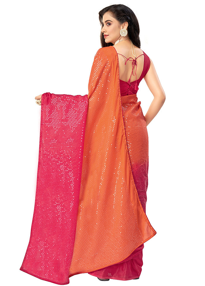 Peach Chiffon Silk Woven Saree With Blouse Piece - Indian Silk House Agencies