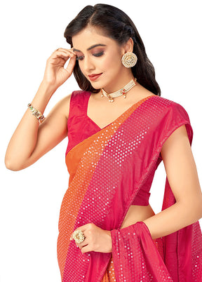 Peach Chiffon Silk Woven Saree With Blouse Piece - Indian Silk House Agencies