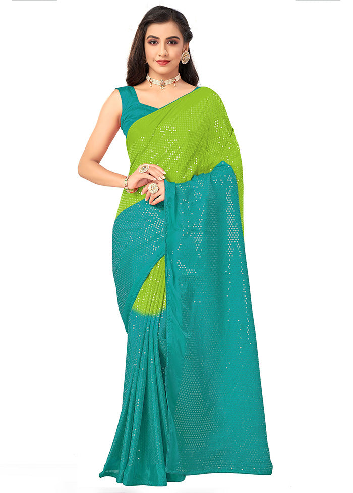 Light Green Chiffon Silk Woven Saree With Blouse Piece - Indian Silk House Agencies
