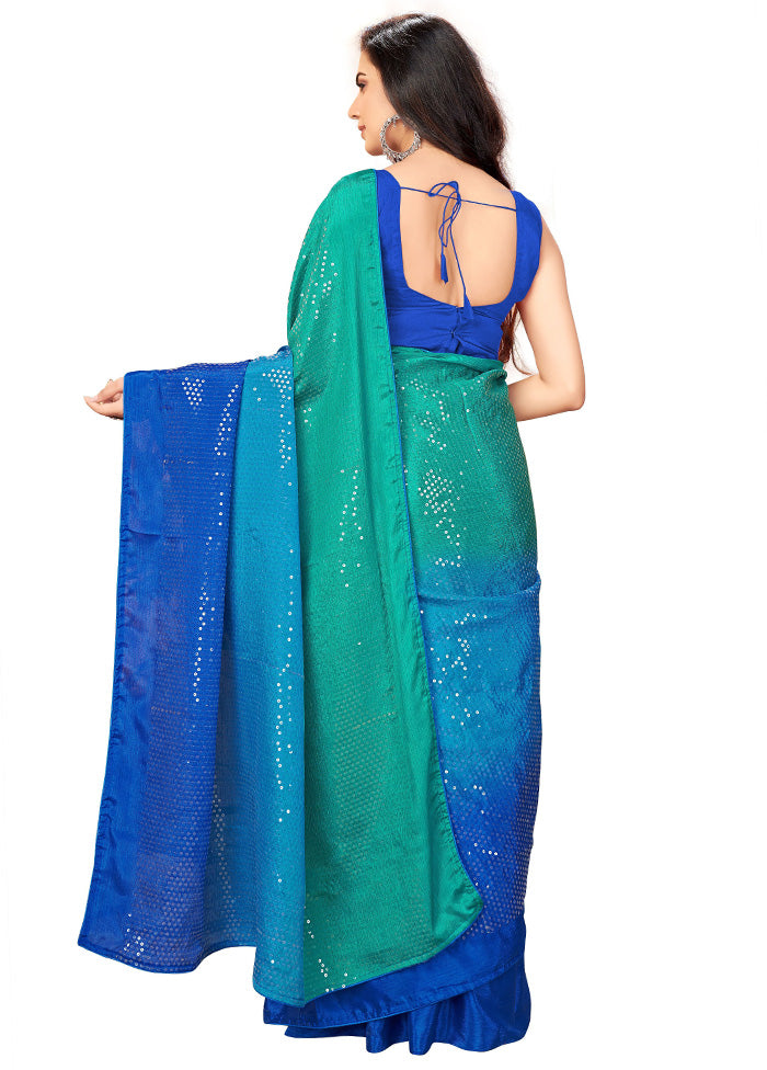 Light Blue Chiffon Silk Woven Saree With Blouse Piece - Indian Silk House Agencies