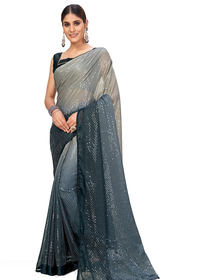 Black Chiffon Silk Woven Saree With Blouse Piece - Indian Silk House Agencies