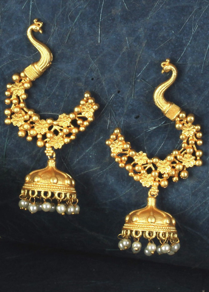 Handcrafted Matte Gold Brass Earrings - Indian Silk House Agencies