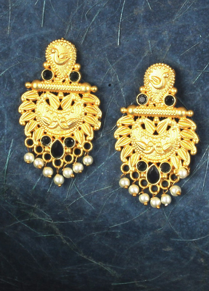 Handcrafted Blue Matte Gold Brass Earrings - Indian Silk House Agencies