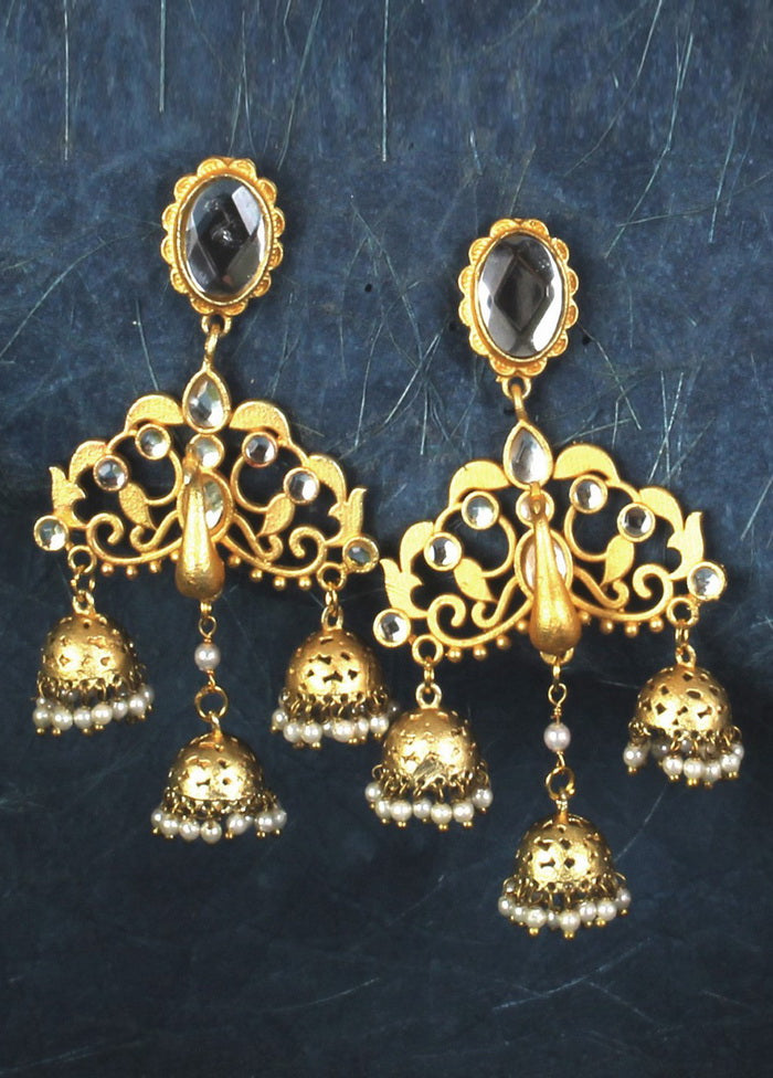 Livid Matte Gold Brass Earrings - Indian Silk House Agencies