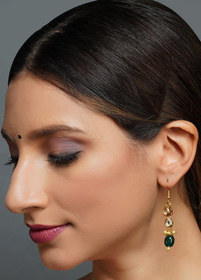 Green Matte Gold Brass Earrings - Indian Silk House Agencies