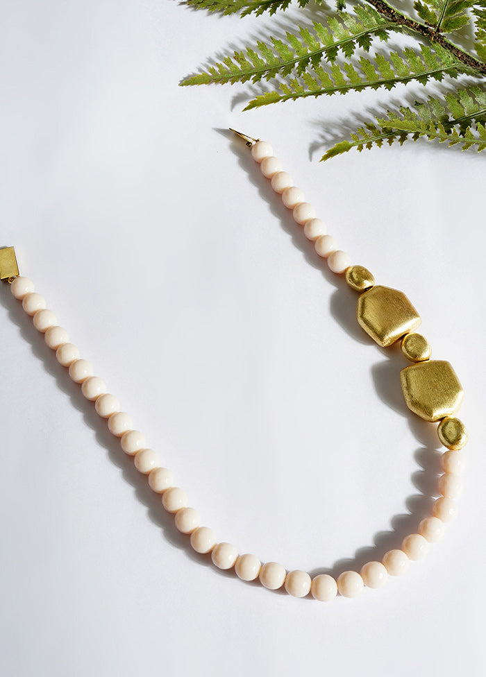 Beaded Matte Gold Brass Necklace - Indian Silk House Agencies