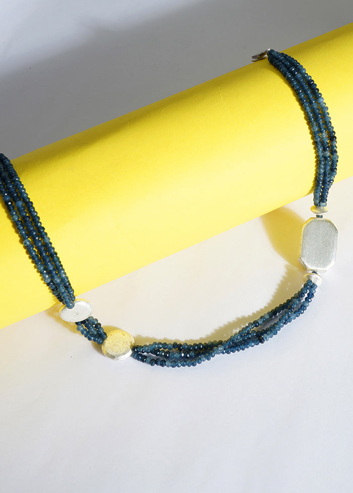 Handcrafted Blue Beads Brass Necklace - Indian Silk House Agencies