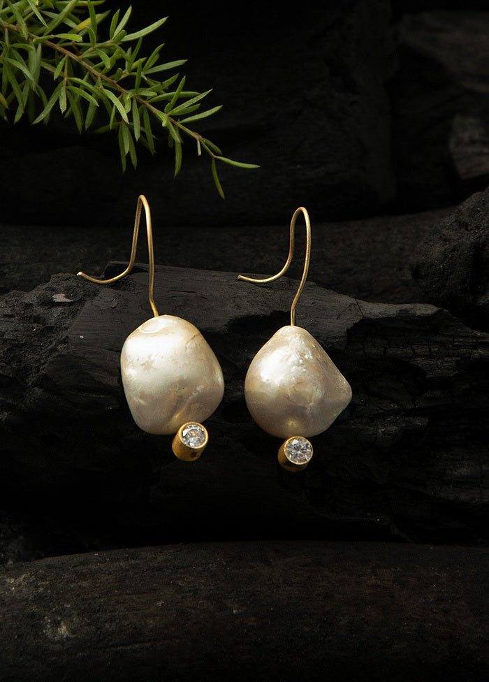 Pearl Style Matte Gold Brass Earrings - Indian Silk House Agencies