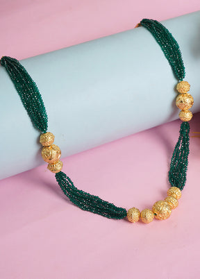 Green And Golden Beaded Necklace - Indian Silk House Agencies