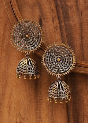 Dual Tone Handcrafted Brass Jhumka - Indian Silk House Agencies