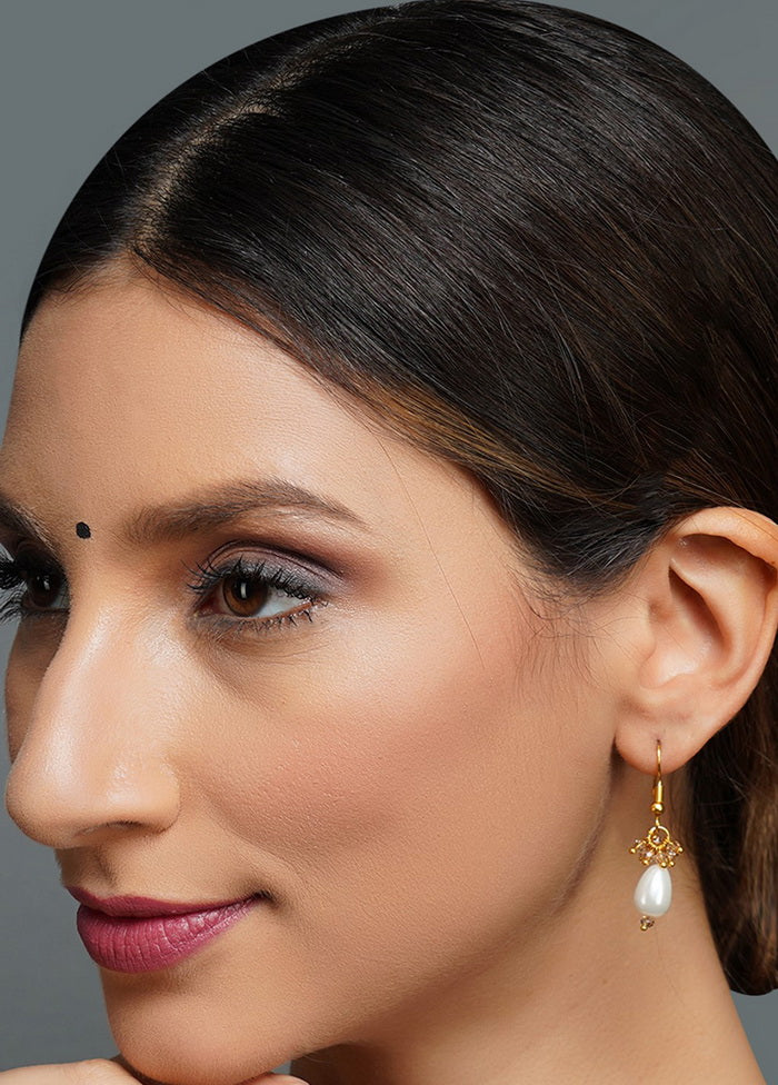 Handcrafted Whitematte Gold Brass Earrings - Indian Silk House Agencies