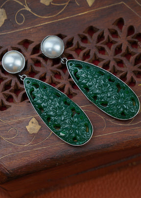 Drop Tale Silver Tone Brass Earrings - Indian Silk House Agencies