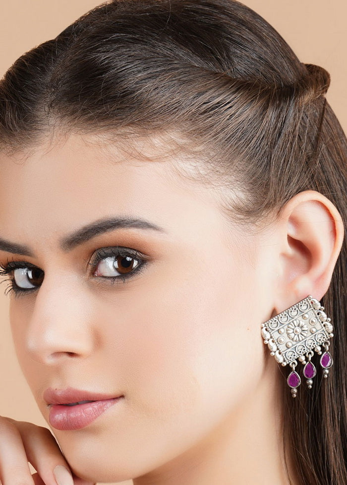 Silver Tone Brass Earrings - Indian Silk House Agencies