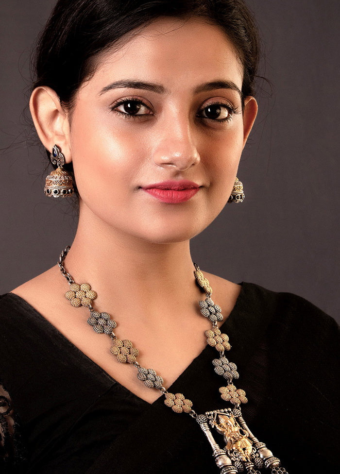 Dual Tone Brass Set Of Necklace and Earrings - Indian Silk House Agencies