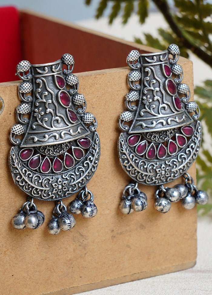 Ghungroo Style Silver Tone Brass Earrings - Indian Silk House Agencies