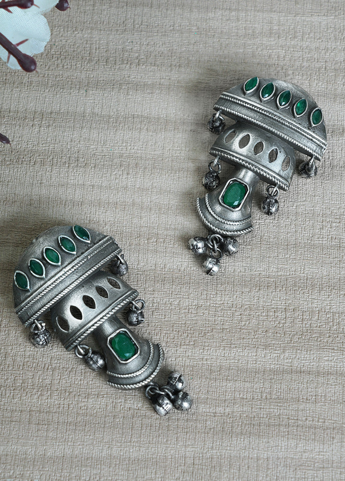Ghungroo Pattern Dome Shape Silver Tone Brass Earrings - Indian Silk House Agencies