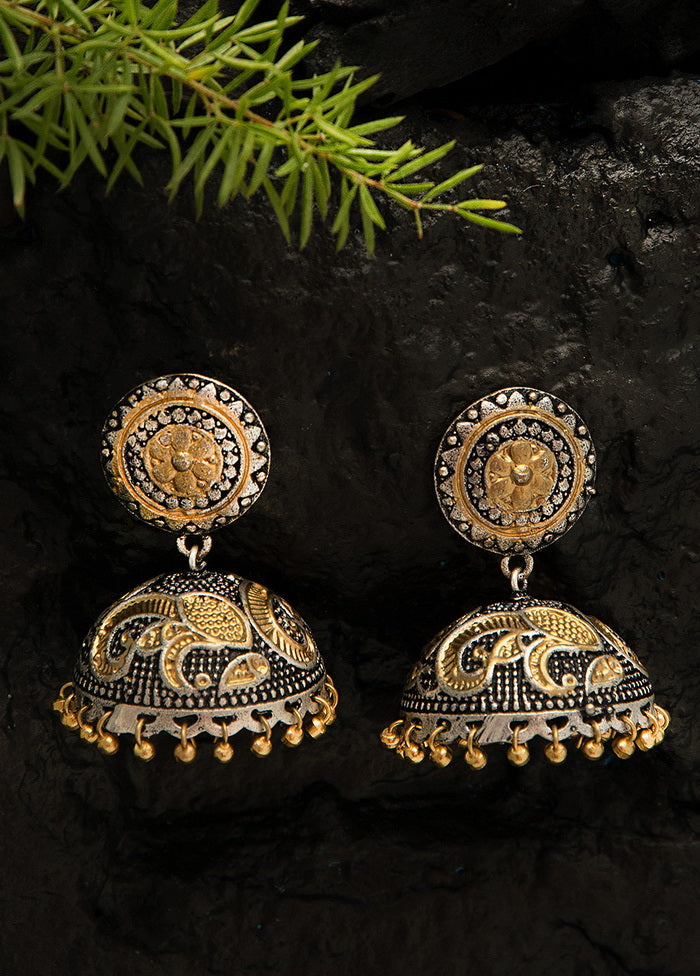 Dome Shape Dual Tone Brass Jhumka - Indian Silk House Agencies