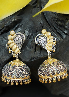 Handcrafted Dual Tone Brass Jhumka - Indian Silk House Agencies
