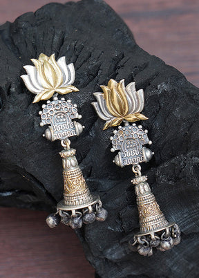 Long Style Dual Tone Brass Earrings - Indian Silk House Agencies