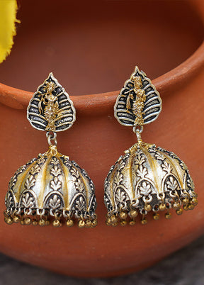 Krishna God Dual Tone Brass Jhumka - Indian Silk House Agencies