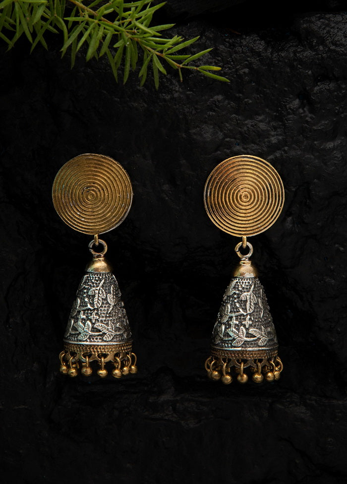Round Shape Dual Tone Brass Jhumka - Indian Silk House Agencies