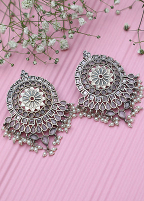 Pink Silver Tone Handcrafted Stud Earrings - Indian Silk House Agencies