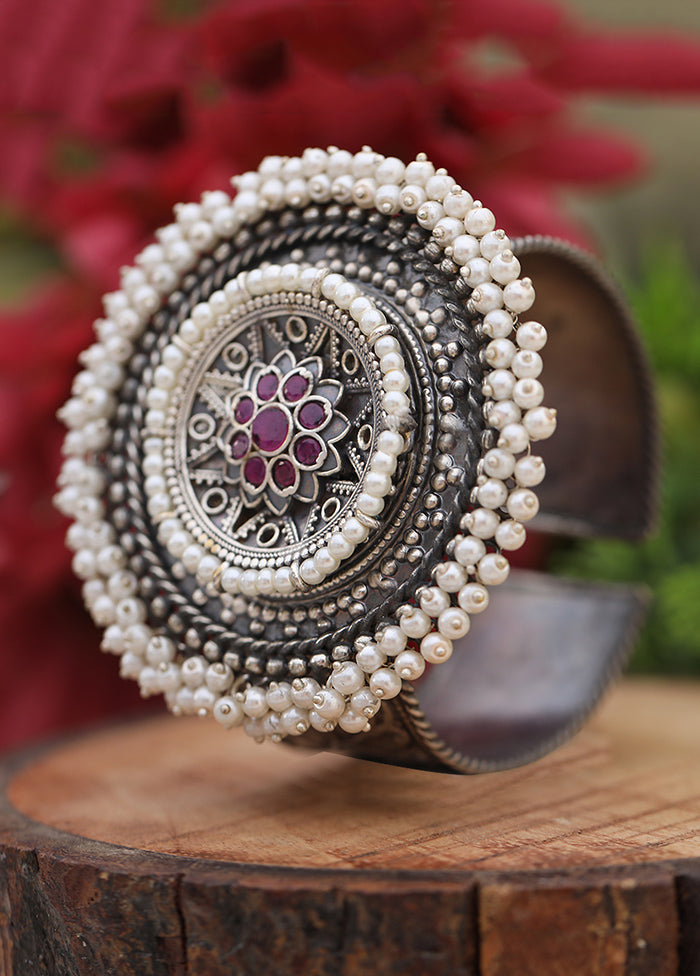 White Kundan Work Brass Ring - Indian Silk House Agencies