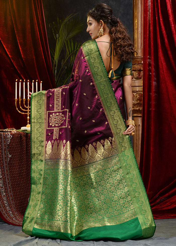 Maroon Spun Silk Saree With Blouse Piece - Indian Silk House Agencies