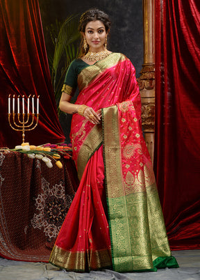 Pink Spun Silk Saree With Blouse Piece - Indian Silk House Agencies