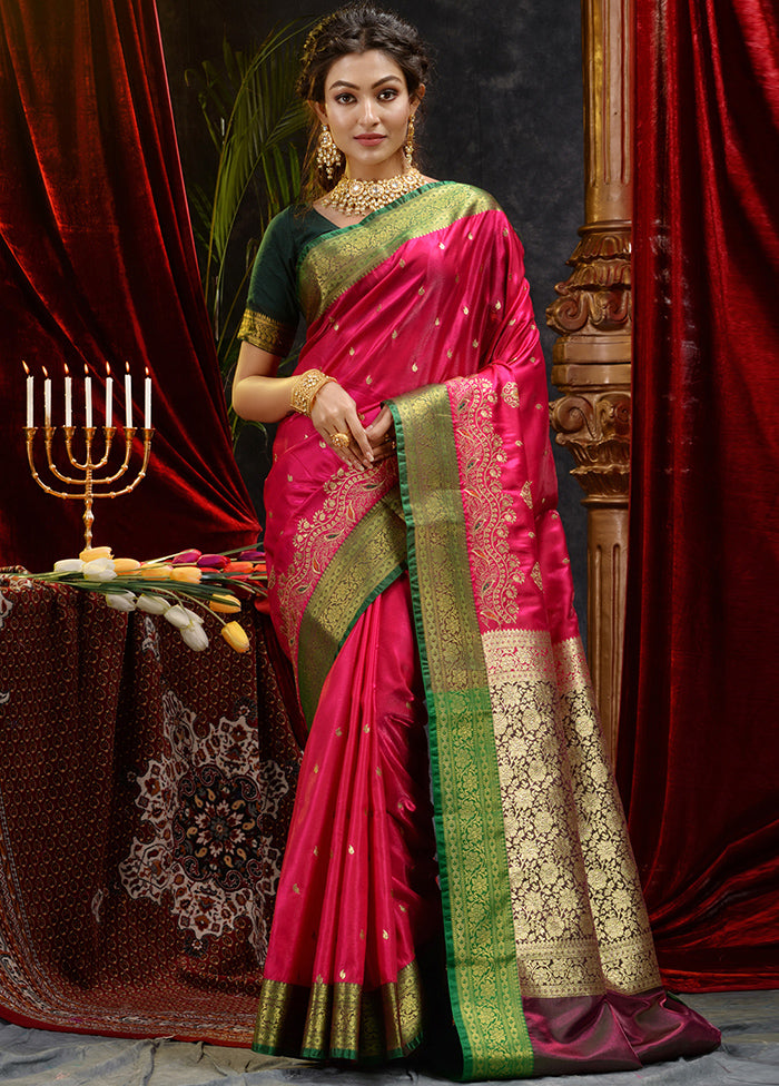 Pink Spun Silk Saree With Blouse Piece - Indian Silk House Agencies