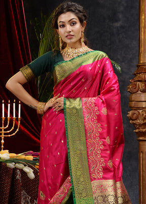 Pink Spun Silk Saree With Blouse Piece - Indian Silk House Agencies