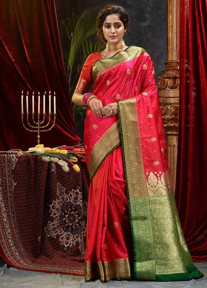 Pink Spun Silk Saree With Blouse Piece - Indian Silk House Agencies