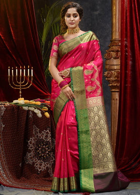 Pink Spun Silk Saree With Blouse Piece - Indian Silk House Agencies