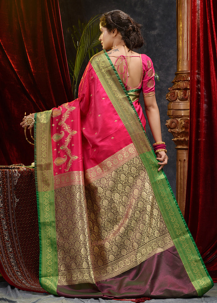 Pink Spun Silk Saree With Blouse Piece - Indian Silk House Agencies