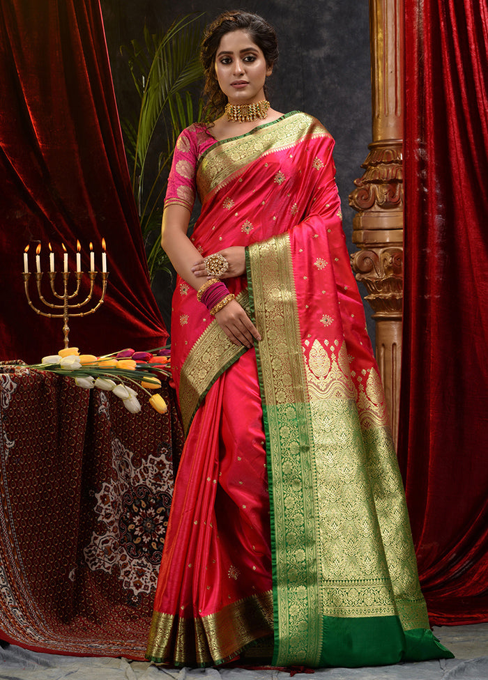 Pink Spun Silk Saree With Blouse Piece - Indian Silk House Agencies