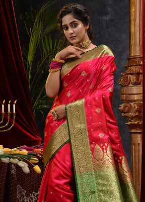 Pink Spun Silk Saree With Blouse Piece - Indian Silk House Agencies