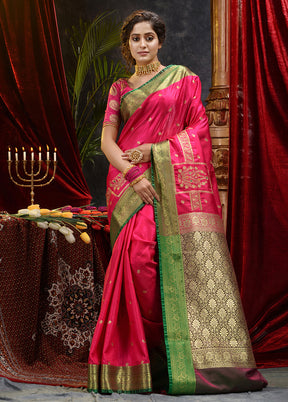 Pink Spun Silk Saree With Blouse Piece - Indian Silk House Agencies