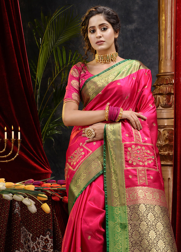 Pink Spun Silk Saree With Blouse Piece - Indian Silk House Agencies