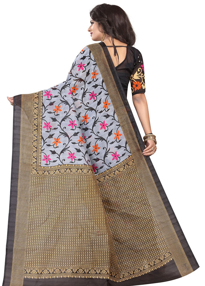 Grey Spun Silk Woven Saree With Blouse Piece - Indian Silk House Agencies