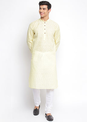 Yellow Solid Cotton Kurta VDSAN040399 - Indian Silk House Agencies