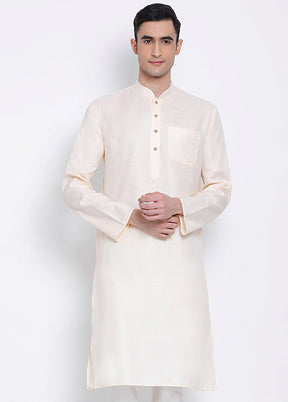 Beige Solid Cotton Kurta VDSAN040352 - Indian Silk House Agencies