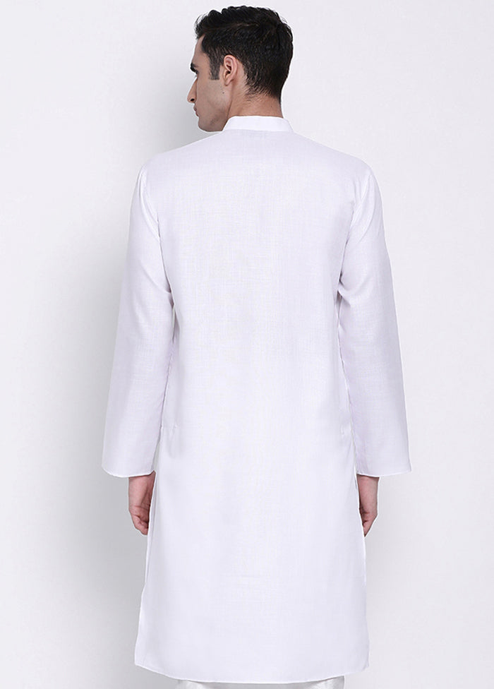 White Solid Cotton Kurta VDSAN040358 - Indian Silk House Agencies