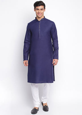 Blue Solid Cotton Kurta VDSAN040414 - Indian Silk House Agencies
