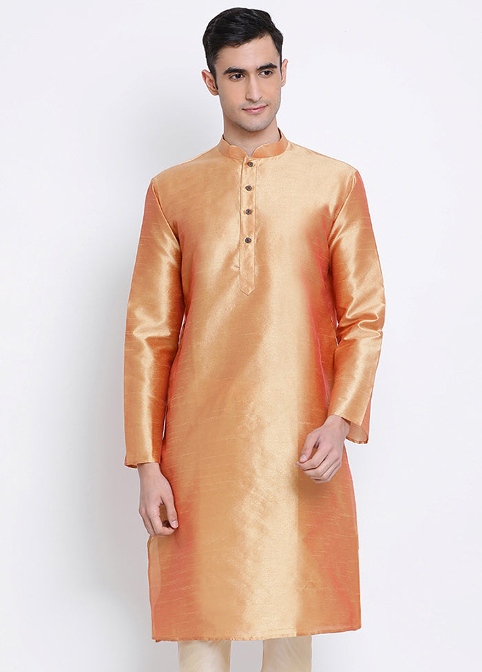 Orange Solid Silk Kurta VDSAN040296 - Indian Silk House Agencies