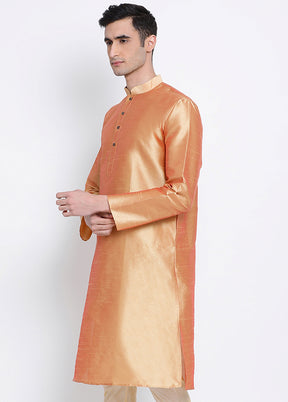 Orange Solid Silk Kurta VDSAN040296 - Indian Silk House Agencies